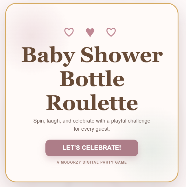 Baby Shower Bottle Roulette | Digital Interactive Party Game